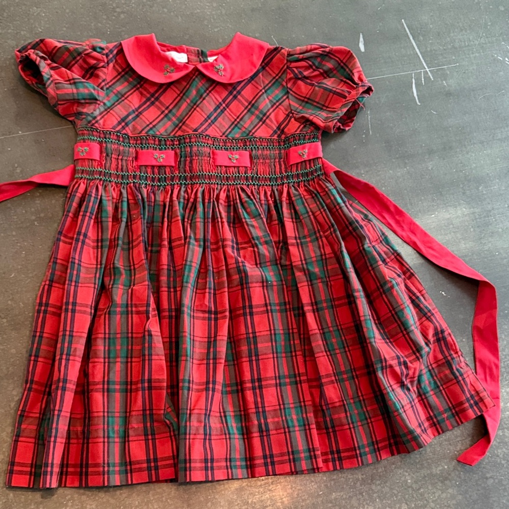 Carriage Boutique Red and Green Plaid Kids Formal Dress